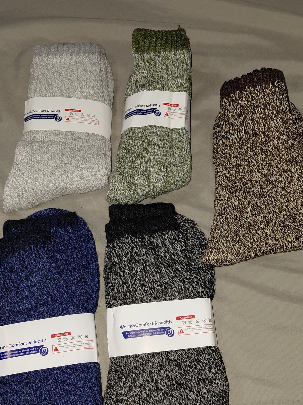 5-Pack Merino Wool Socks - Warm Winter Thermal Socks